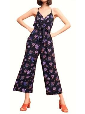 Anthropologie Willa  Floral Jumpsuit Womens XS Cropped Ankle Comfortable Summer